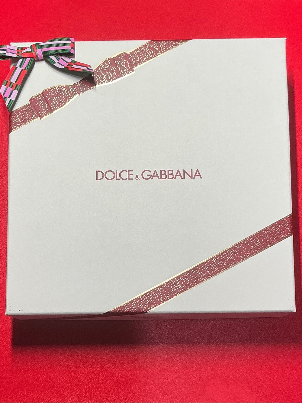 Dolce & Gabbana White Box with Pink Metallic Ribbon